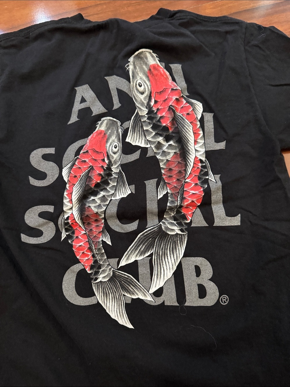Anti Social Social Club Black Tee with Red and Gray Koi Graphic